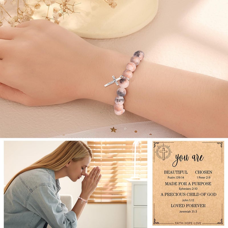 Paderast Christian Christmas Gifts for Women, Religious Cross Bracelet Gifts for Women/Daughter/Friend/Sister/Grandma/Granddaughter/Godmother/Her, Inspirational Birthday Faith Based Jewelry Stocking Stuffers Gifts - Image 2
